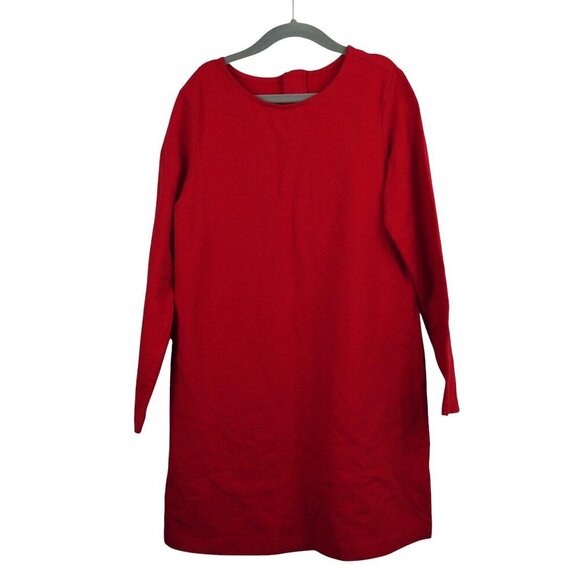 Primary Red Long Sleeve Dress For Girls Size 8-9 With Back Zipper & Side Pockets - Picture 1 of 6